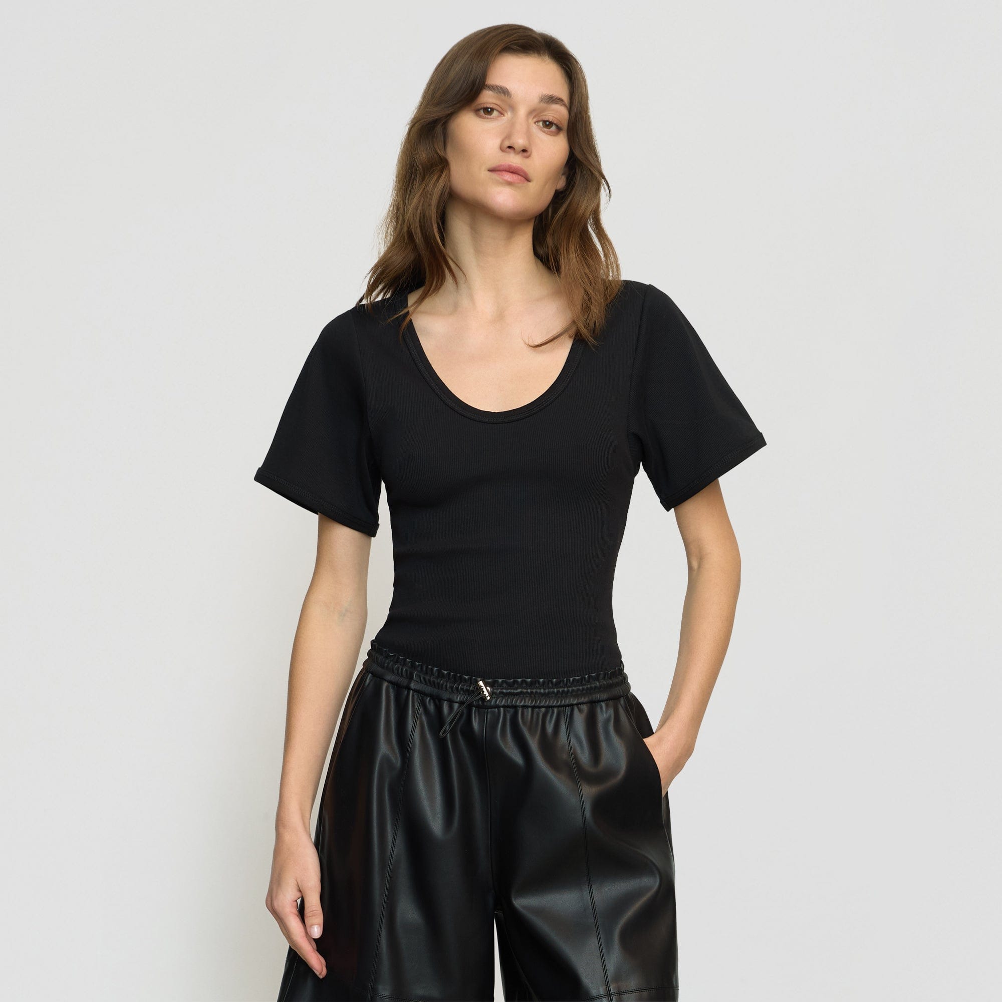 Renee Sculpted Scoop Neck Tee - Women's Slim Fit Basic T-Shirt for Casual Wear & Layering | Perfect for Everyday Outfits, Work & Weekend Looks