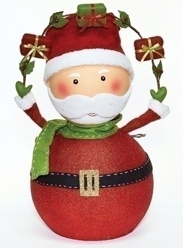 24-Inch Musical Santa Claus with Gifts - Red & Green Christmas Decoration for Tabletop, Home, Office & Holiday Party Decor