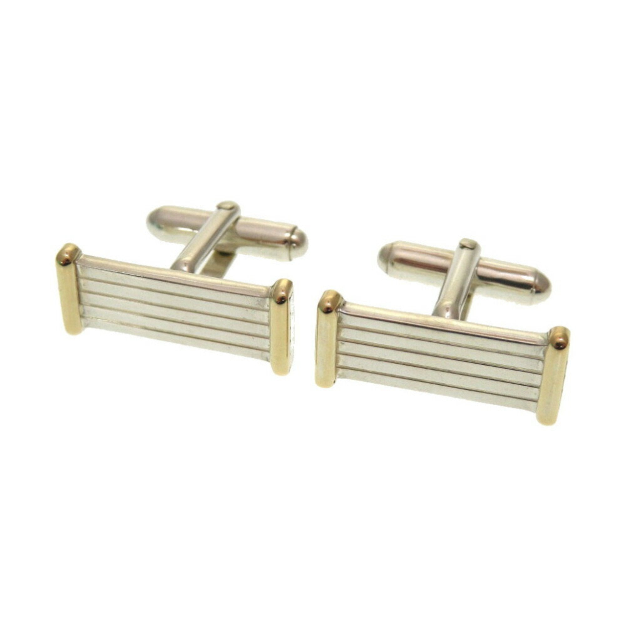 925 Sterling Silver & 18K Yellow Gold Men's Cufflinks - Tiffany & Co Style Luxury Dress Accessories for Weddings, Business & Formal Events