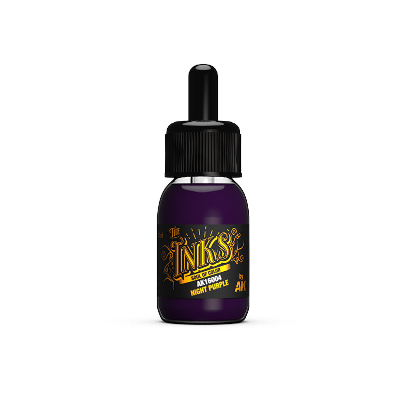 AK Interactive AK16004 Night Purple Acrylic Ink - 30ml Bottle for Scale Model Painting, Miniatures, and Airbrush Art | Perfect for Warhammer, Gundam, and DIY Crafts