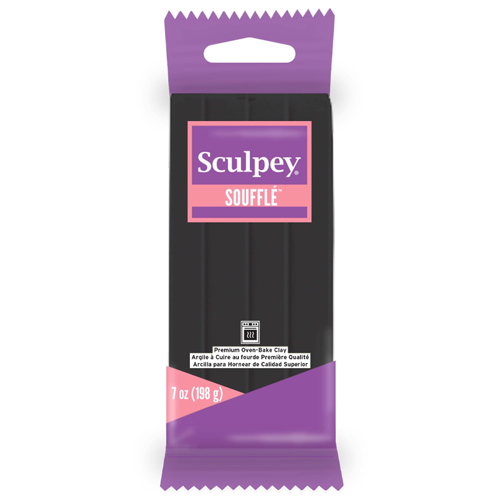 Sculpey Soufflé Polymer Oven-Bake Clay - Poppyseed Black, Non-Toxic, 7 oz Bar | Premium Lightweight Modeling Clay for Jewelry Making, DIY Crafts, Holiday Decorations & Mixed Media Art Projects | Perfect for Handmade Earrings, Ornaments & Creative Sculpting