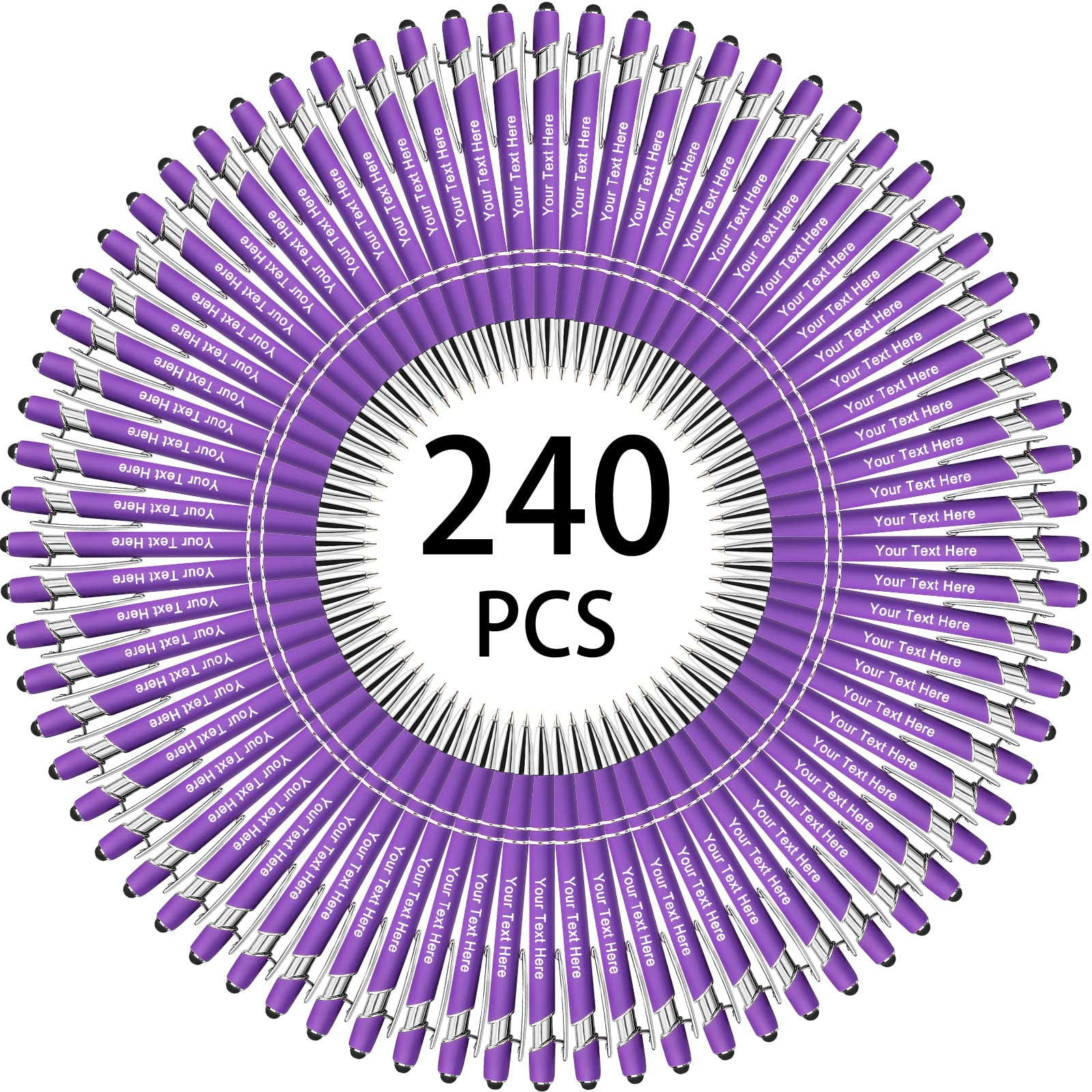 500 Bulk Custom Engraved Pens - Personalized Ballpoint Pens with Stylus Tip, Retractable Multi-Color Barrel & Black Ink - Ideal for Business Writing, Graduation Gifts, Journaling & Official Signatures