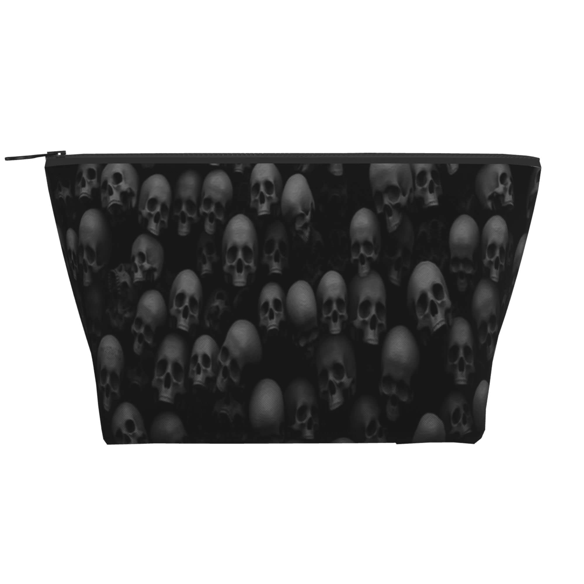 Black Skull Head Travel Toiletry Bag - Waterproof Oxford Cosmetic Makeup Organizer for Women & Men - Perfect for Gym, Camping, Business Trips & Daily Use