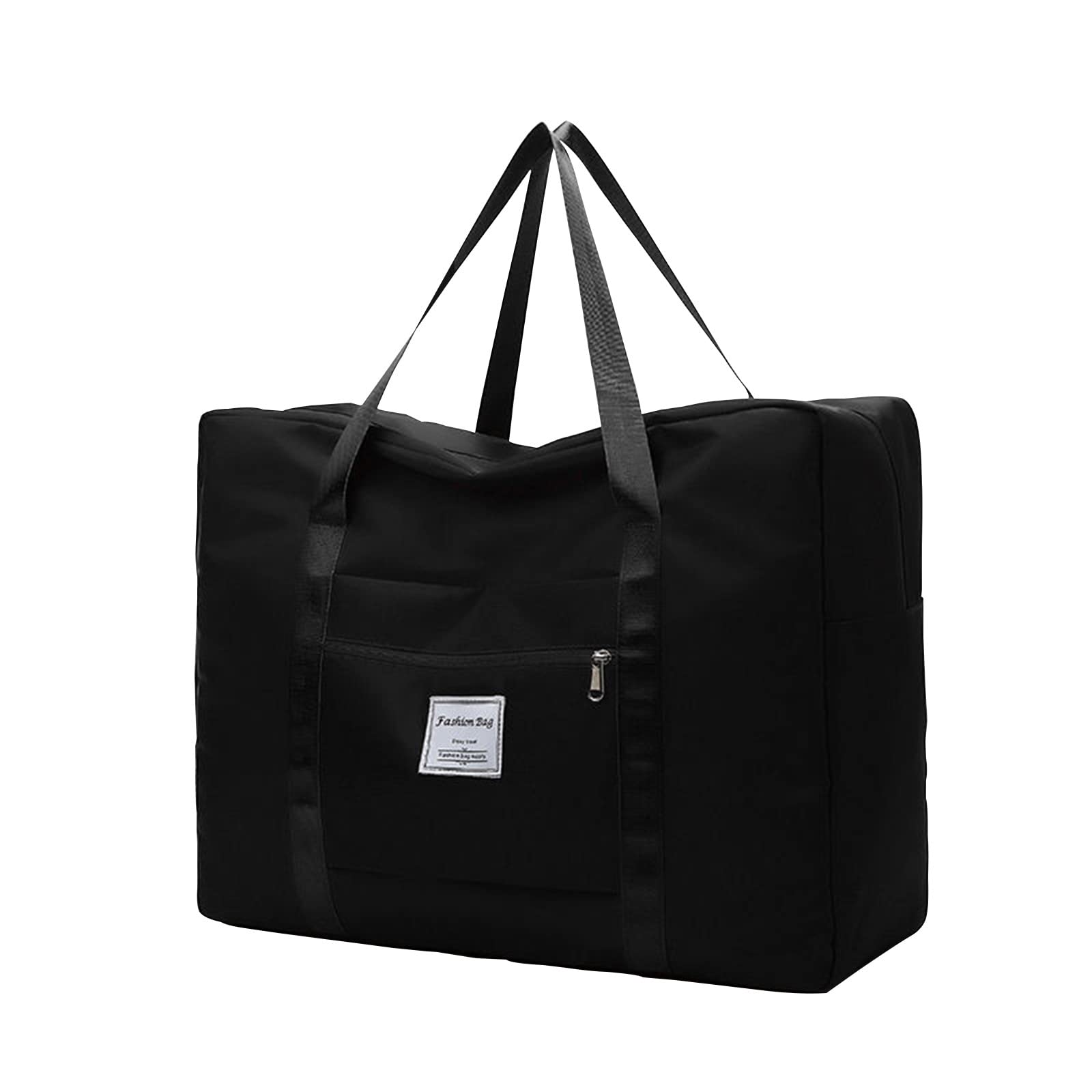Foldable Travel Duffel Bag - Lightweight Carry On Luggage for Gym, Sports & Air Travel - Water-Resistant Weekender Overnight Shoulder Bag for Women, Men & Teens (Black) - Perfect for Workouts, Weekend Getaways & Business Trips