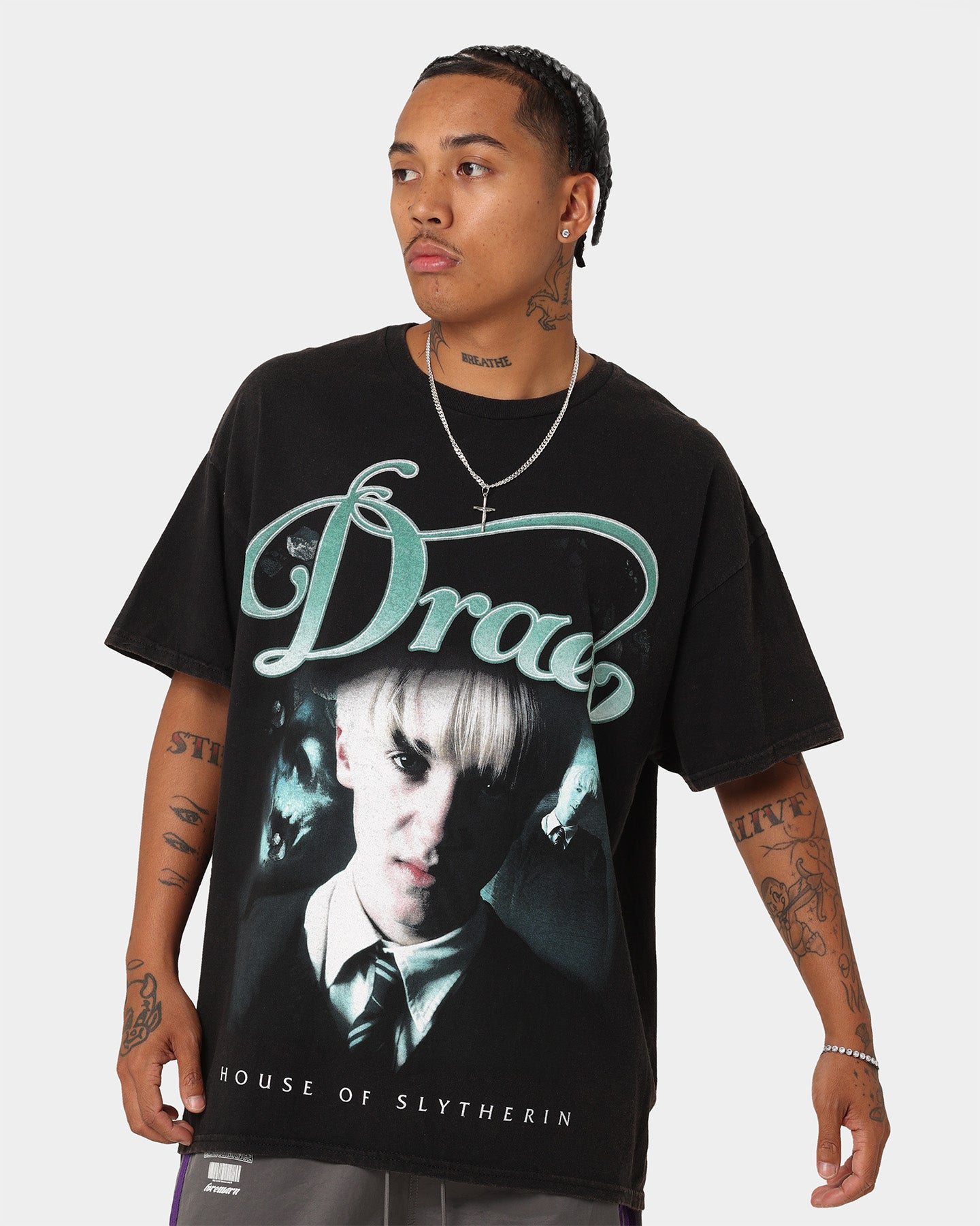 Harry Potter Draco Malfoy Vintage T-Shirt - Black Distressed Wash - Casual Fan Apparel for Cosplay & Everyday Wear