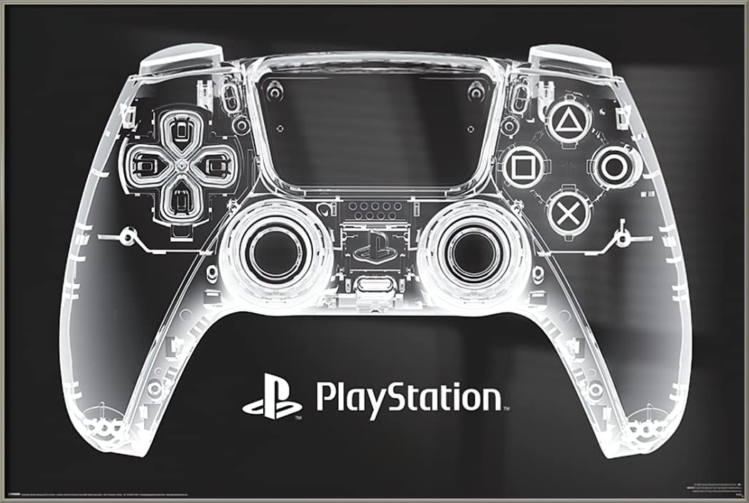 PlayStation X-Ray Gaming Controller Framed Poster - 36x24 Inch Wall Art Decor for Gamers - Perfect for Gaming Room, Bedroom & Office Decor