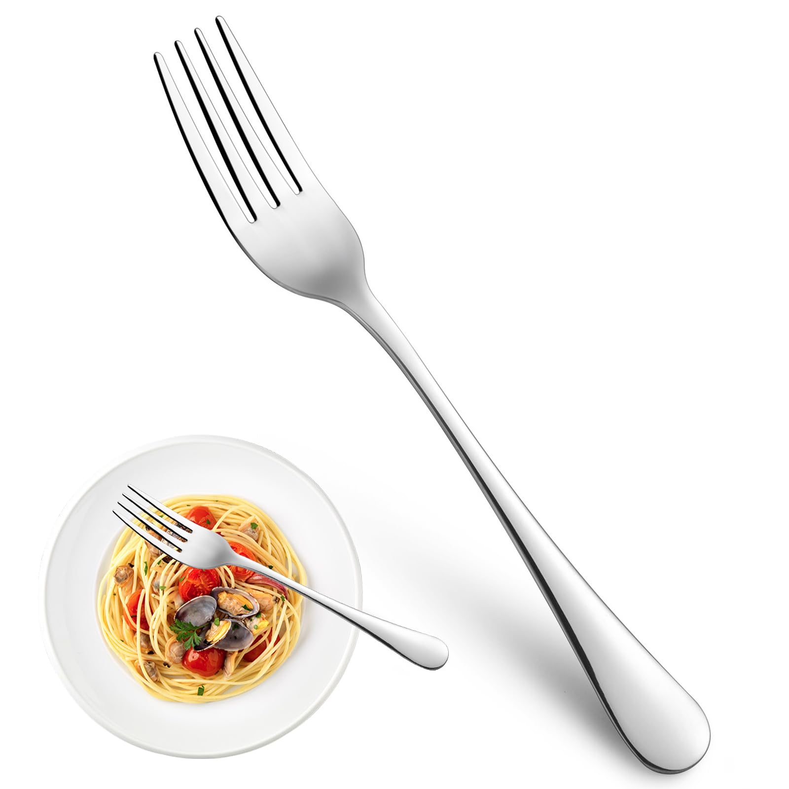 8-Piece Stainless Steel Dinner Forks Set - Food Grade 18/10 Silverware for Home, Kitchen & Restaurant - Mirror Polished, Dishwasher Safe (8 Inch) - Perfect for Everyday Dining, Dinner Parties & Catering Events