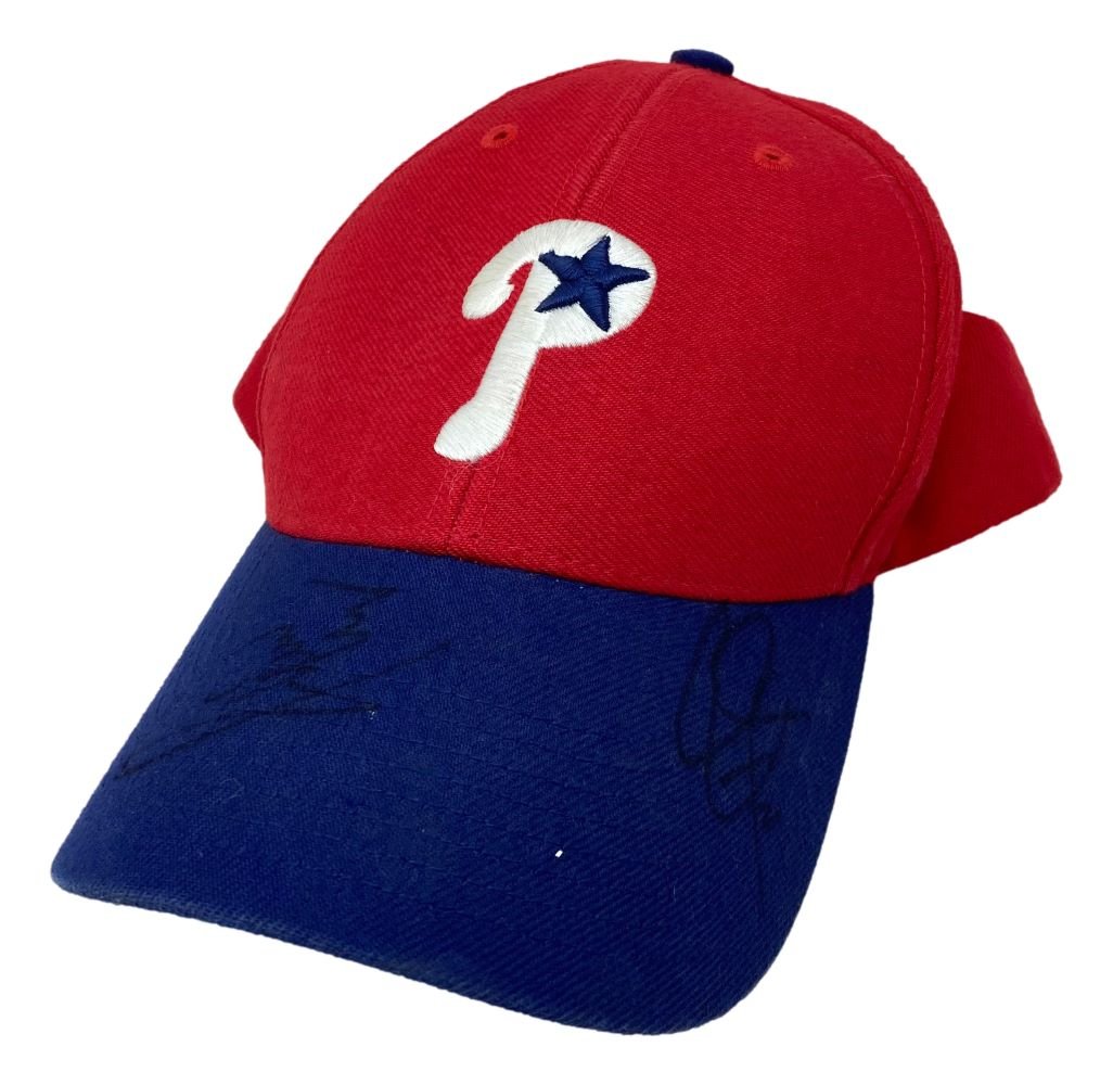 Chase Utley & Jamie Moyer Autographed Philadelphia Phillies Baseball Cap - JSA Certified Adjustable Hat for Collectors & Fans - Perfect for Sports Memorabilia Displays & Game Day Outfits