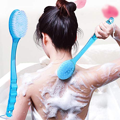 Exfoliating Loofah Brush with Handle - Soft Bath & Shower Scrubber for Men & Women - Gentle Body Scrub Sponge - Pack of 1 (Blue) - Perfect for Deep Cleansing & Skin Renewal in Daily Shower Routine