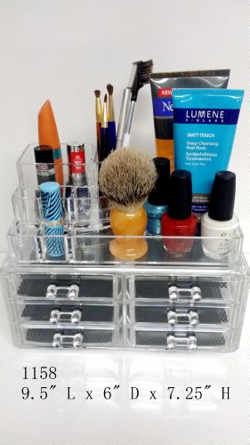 Luxury Acrylic Cosmetic Organizer Makeup Box with 6 Drawers - Clear Storage Case for Makeup Brushes, Lipsticks & Skincare Products - Perfect for Vanity, Bathroom & Dressing Table Organization