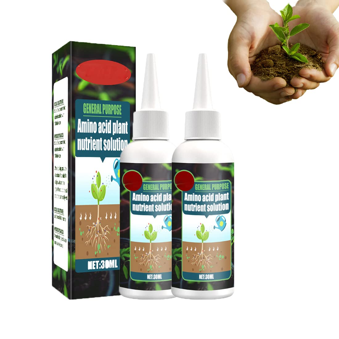 DENERASS 2022 Amino Acid Plant Nutrient Solution - 30ml/100ml Hydroponic Liquid Fertilizer for Seedlings, Root Growth & Plant Recovery | All-Purpose Magic Plant Food for Indoor, Outdoor & Hydroponic Gardens (30pcs-2pc)