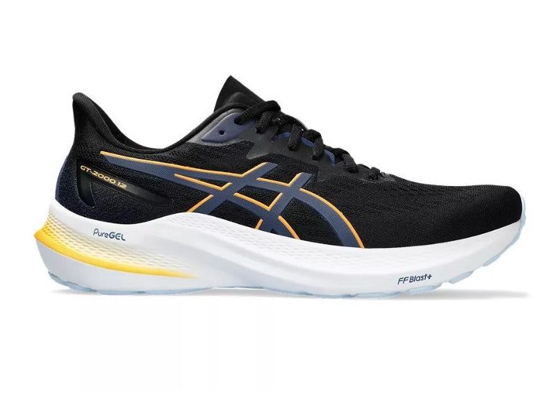 ASICS GT-2000 12 Running Shoes for Men (2E Wide Width) - Black/Yellow - Stability & Cushion for Road Running, Jogging & Gym Workouts