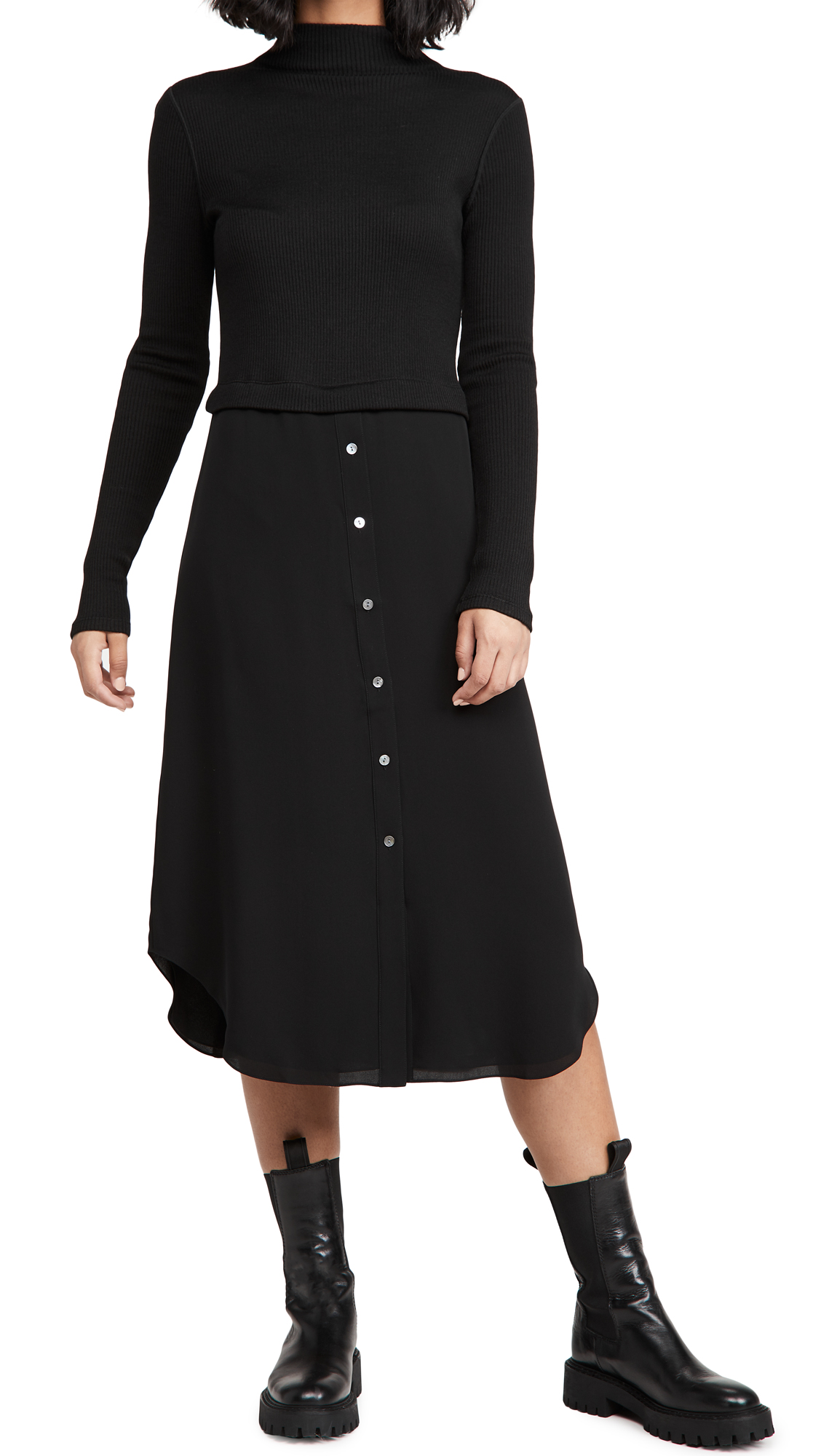 Theory Women's Long Sleeve Combo Dress - Elegant Office & Party Wear for Professional Women | Perfect for Business Meetings, Cocktail Events & Formal Occasions