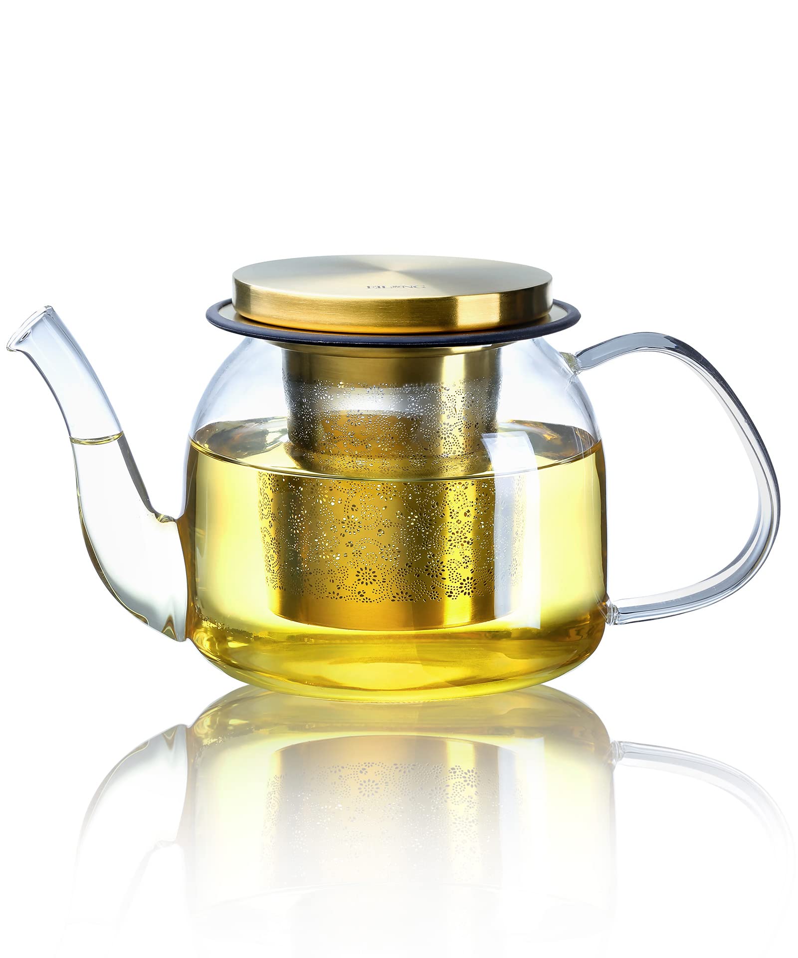 23 OZ Clear Glass Tea Pot with Flower Totem Infuser - Stovetop, Microwave & Dishwasher Safe Kettle for Herbal & Loose Tea - Heat Resistant Glass Tea Maker - Perfect for Home, Office & Gift Giving