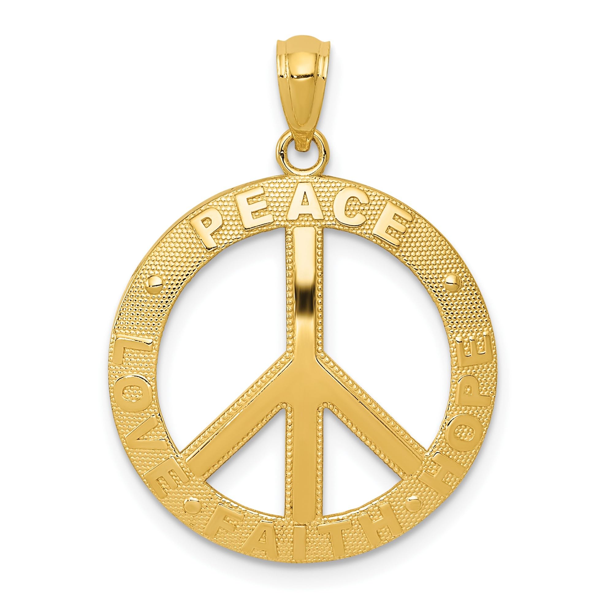 14K Solid Yellow Gold Peace Love Faith Hope Pendant Necklace - Inspirational Jewelry Gift for Women, Birthday, Anniversary, Graduation - Perfect for Daily Wear & Special Occasions