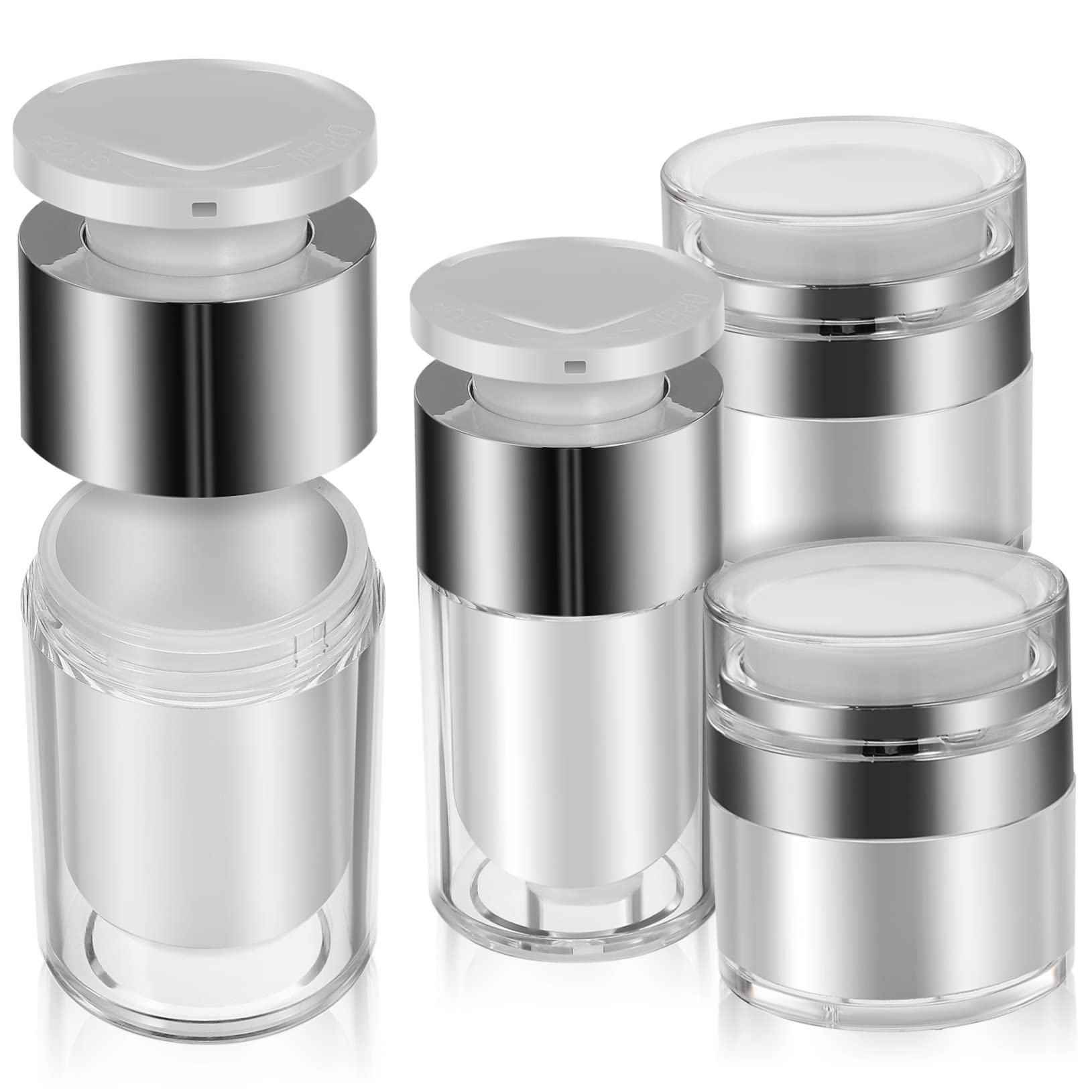 Minkissy 4-Piece Empty Vacuum Bottle Set - Acrylic Cosmetic Containers for Cream, Liquid Foundation & Skincare | Perfect for Travel, Makeup Organizers & Salon Use