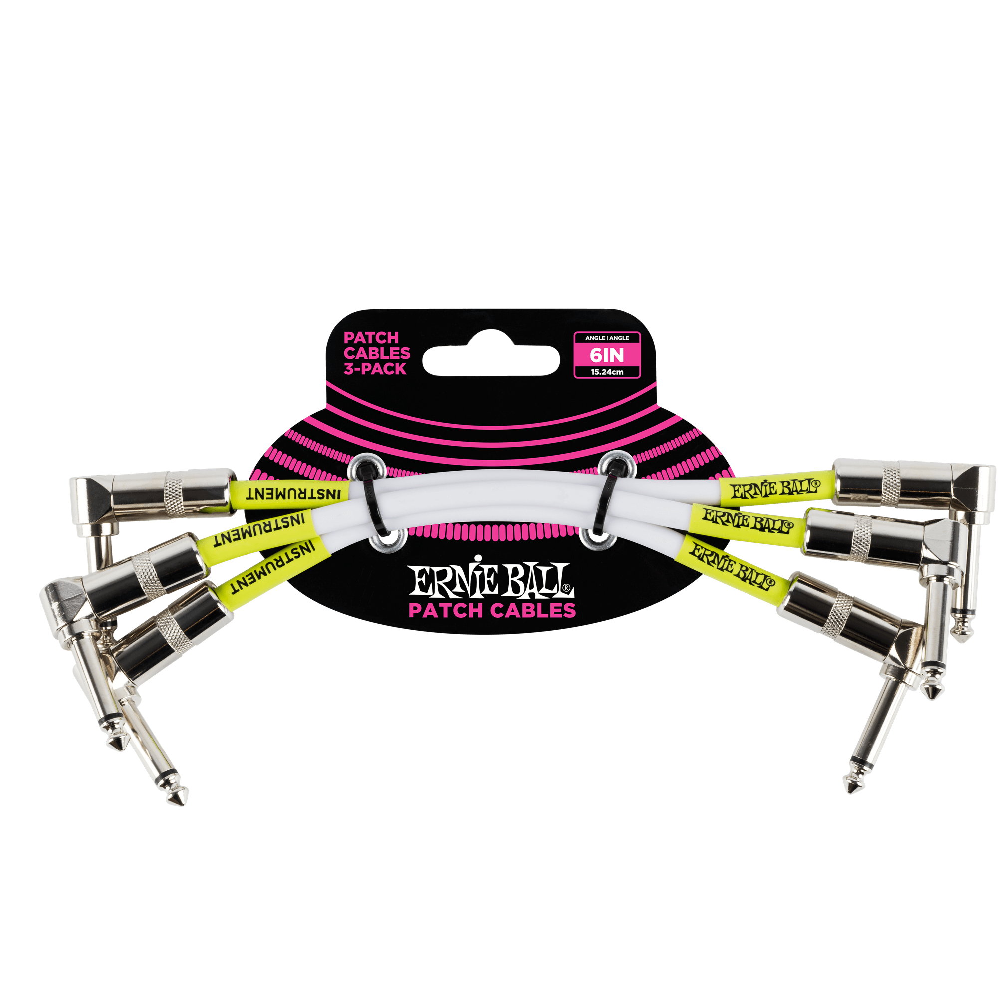 Ernie Ball 6 Angle Patch Cable 3 Pack - White Guitar Instrument Cables for Pedalboards & Effects Rigs - Perfect for Live Performances & Studio Recording