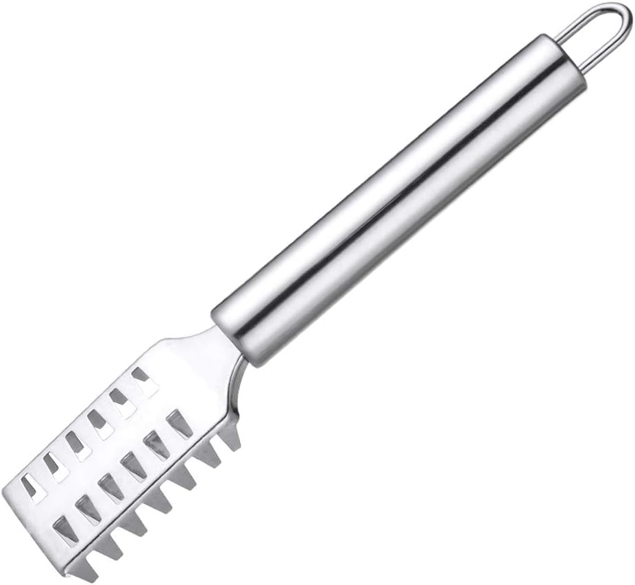 NAPPWE Stainless Steel Fish Scale Scraper - Professional Fish Skin Remover Tool with Sawtooth Edge for Efficient Fish Cleaning | Kitchen Gadget for Seafood Lovers & Home Chefs | Perfect for Fish Market, Home Cooking & Outdoor Fishing