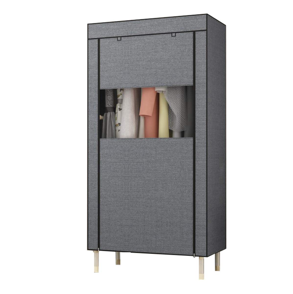 BYCDD Portable Cloth Wardrobe for Bedroom - Steel Pipe Closet Storage Organizer with Shelves, Gray (85x50x190cm) | Space-Saving Garment Cabinet for Small Apartments, Dorm Rooms & Closet Organization