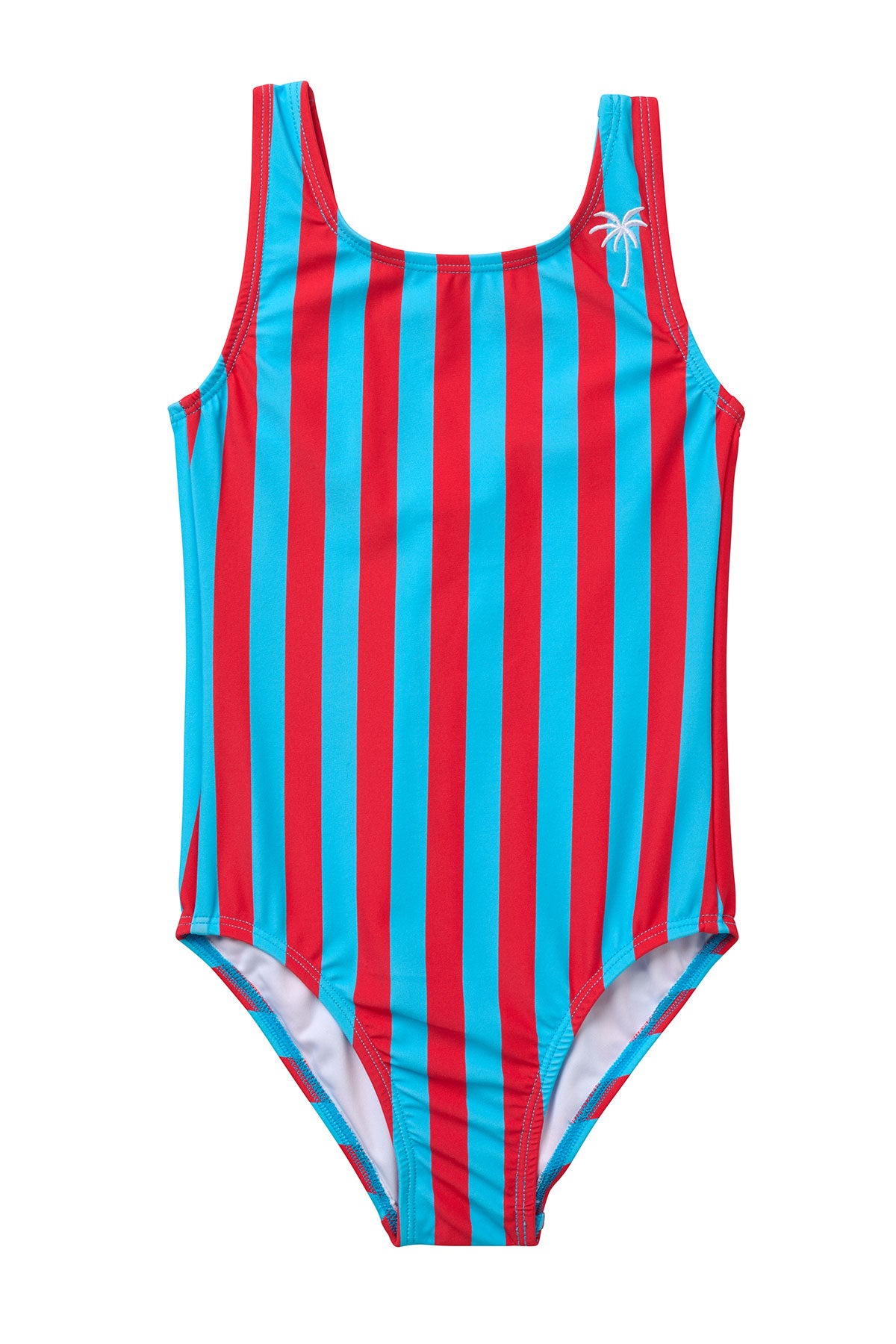 Cabana Stripe One Piece Swimsuit for Women - Cherry Red Retro Swimwear with Adjustable Straps | Beach Vacation, Pool Party, Summer Outfit