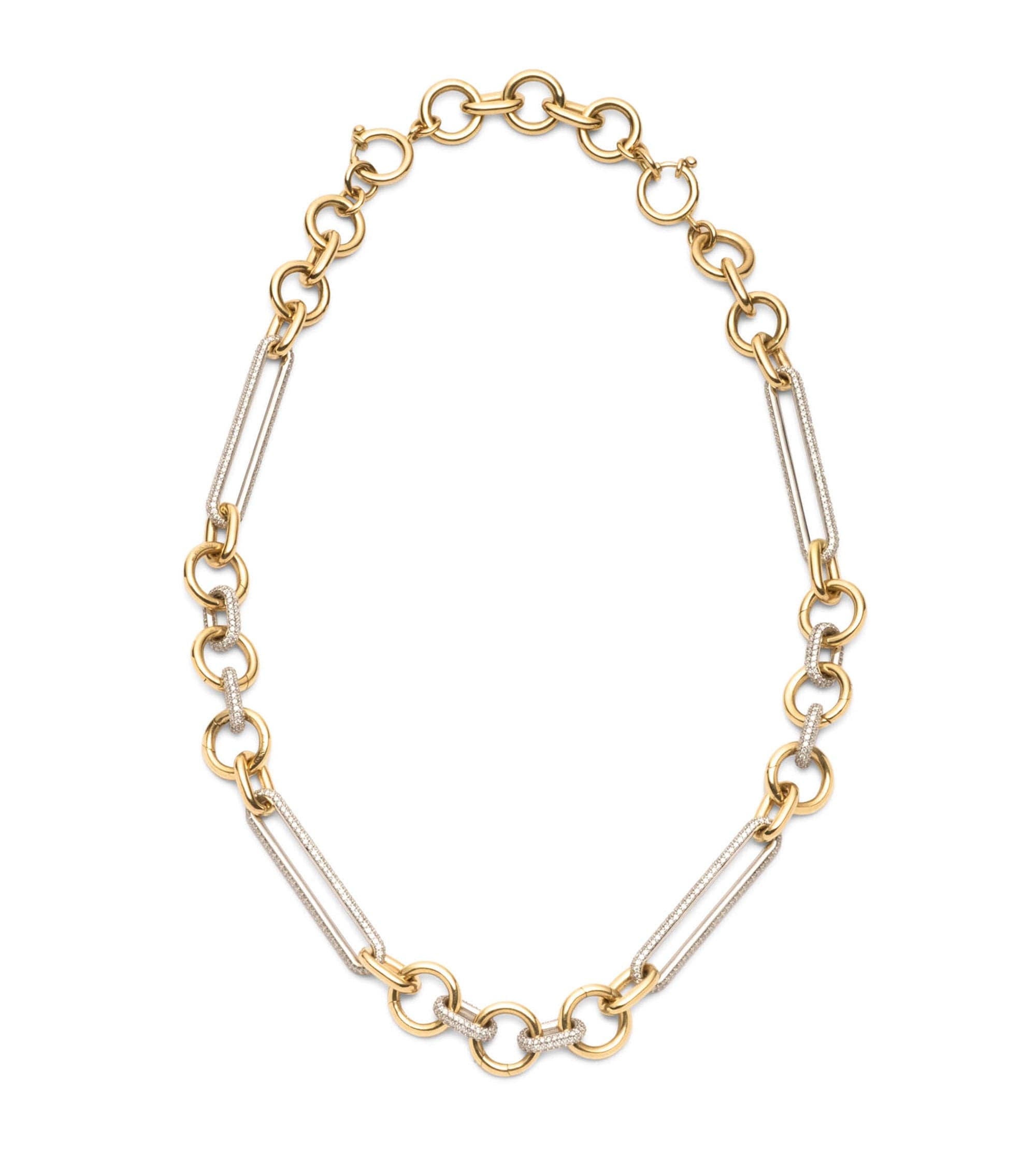 Oversized Pave Mixed Clip Chain - Elegant Statement Necklace for Women, Perfect for Parties, Weddings & Special Occasions