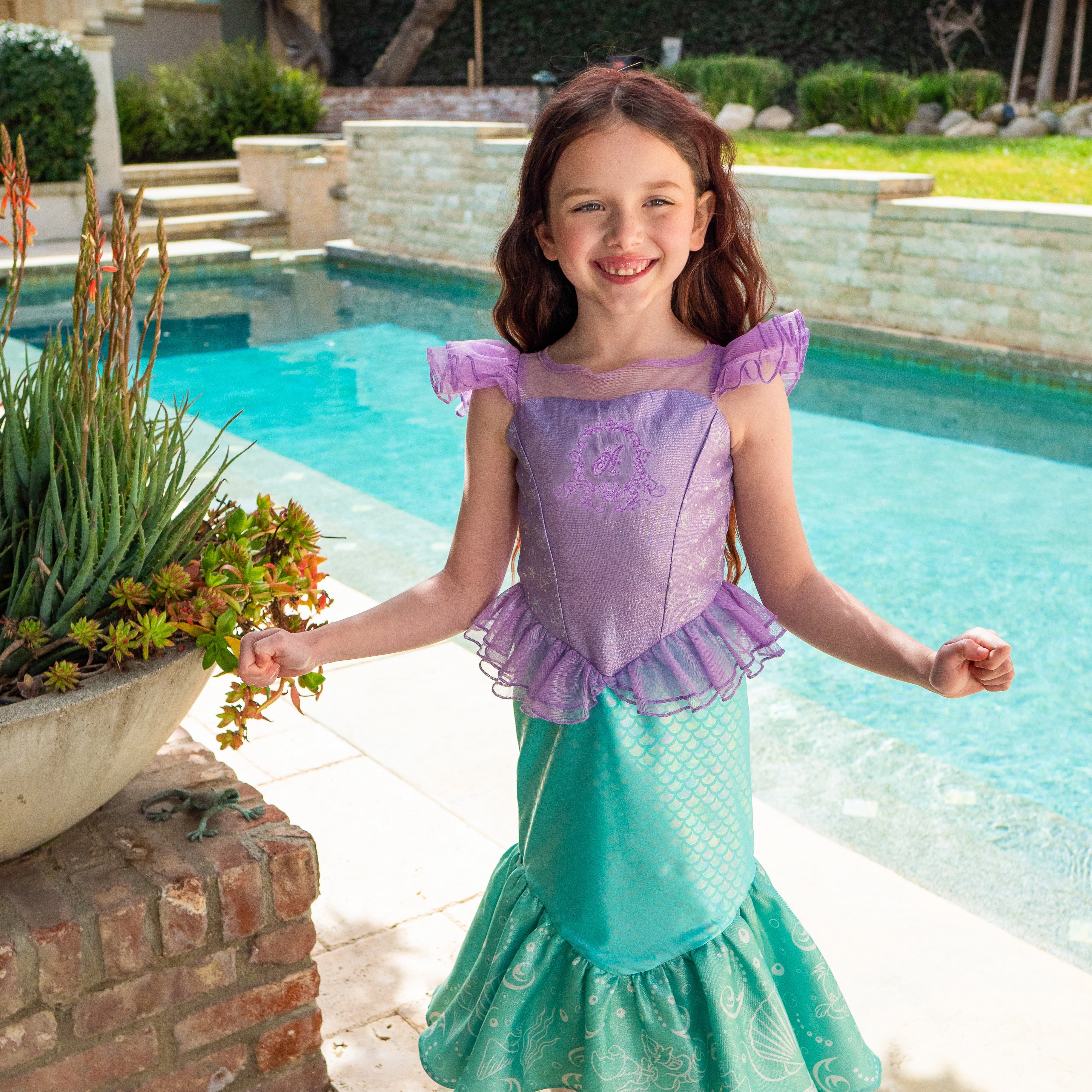 Disney Princess Ariel Premium Washable Dress Up Costume for Girls Size 5/6 - Perfect for Halloween, Birthday Parties & Pretend Play