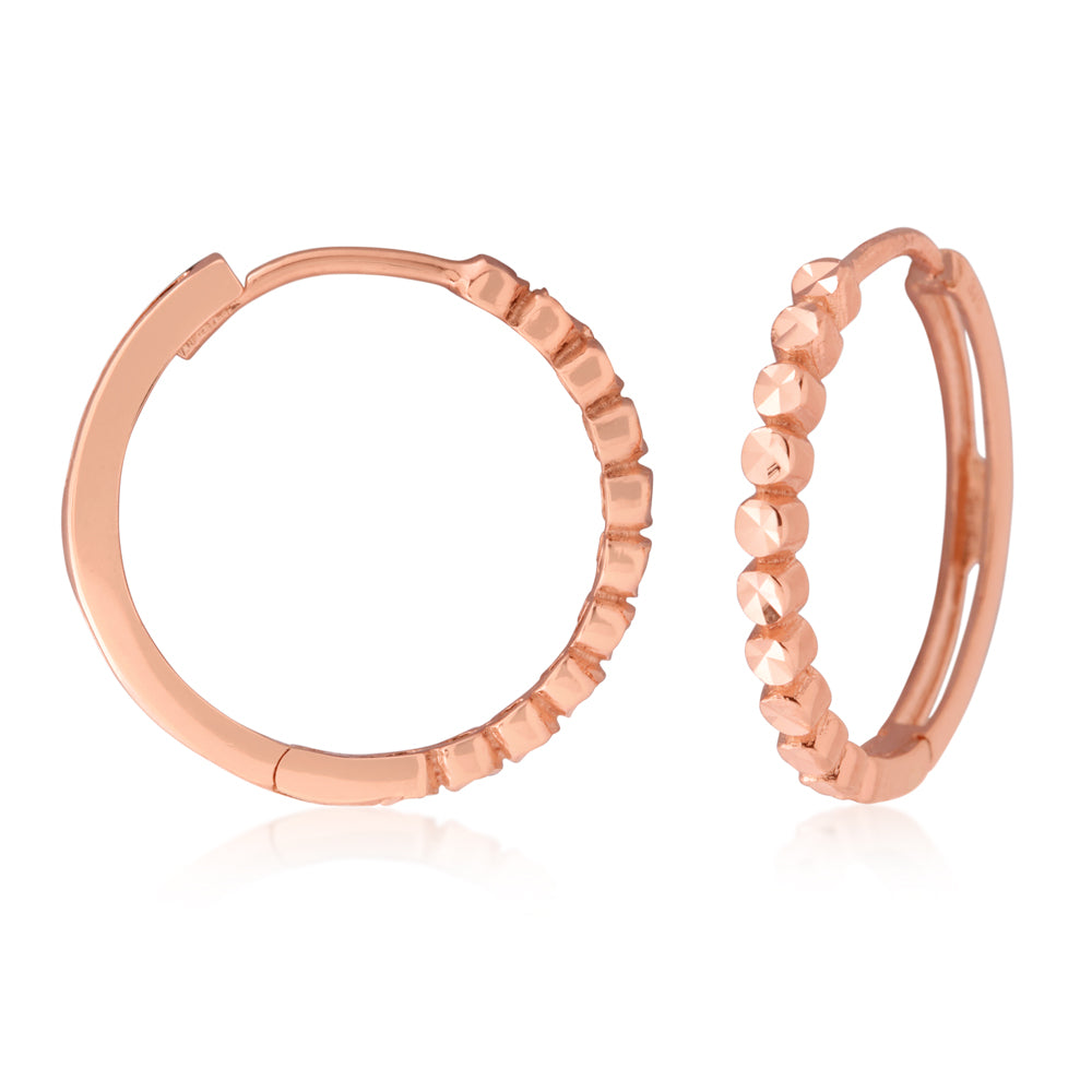 9ct Rose Gold Hoop Earrings for Women - Elegant Patterned Design - Perfect for Parties, Weddings & Everyday Wear