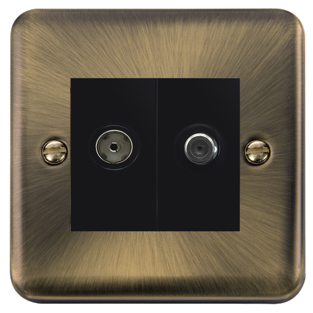 Click Deco Plus Antique Brass TV and Satellite Socket DPAB170MBK - Premium Wall Plate for Home Theater & Cable Connections - Perfect for Living Room, Bedroom & Office Setup
