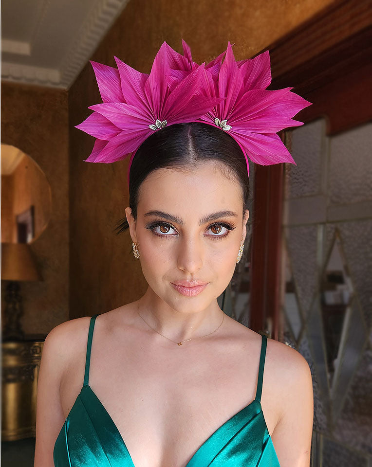 Race Day Crown & Fascinators | Abaca Double Fan Crown Headband by Demi at Kezani | Perfect for Weddings, Derby Parties & Special Occasions