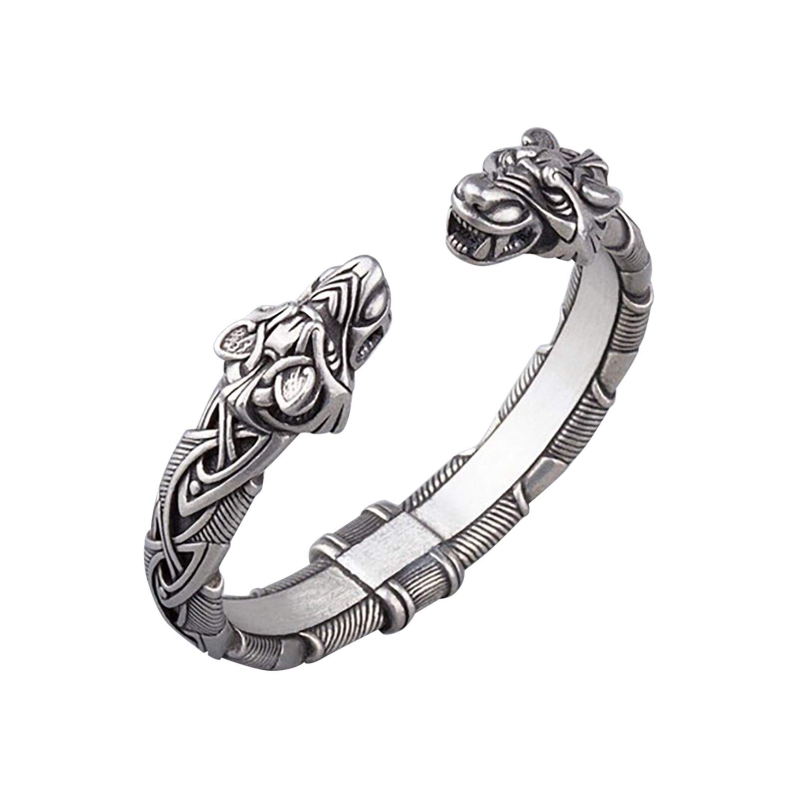Adjustable Fashion Bracelet for Women - Pirate Head & Wolf Head Bangle Jewelry - Perfect for Christmas, Birthday, Friendship Gifts (Silver, One Size) - Ideal for Casual Wear, Parties & Everyday Accessories