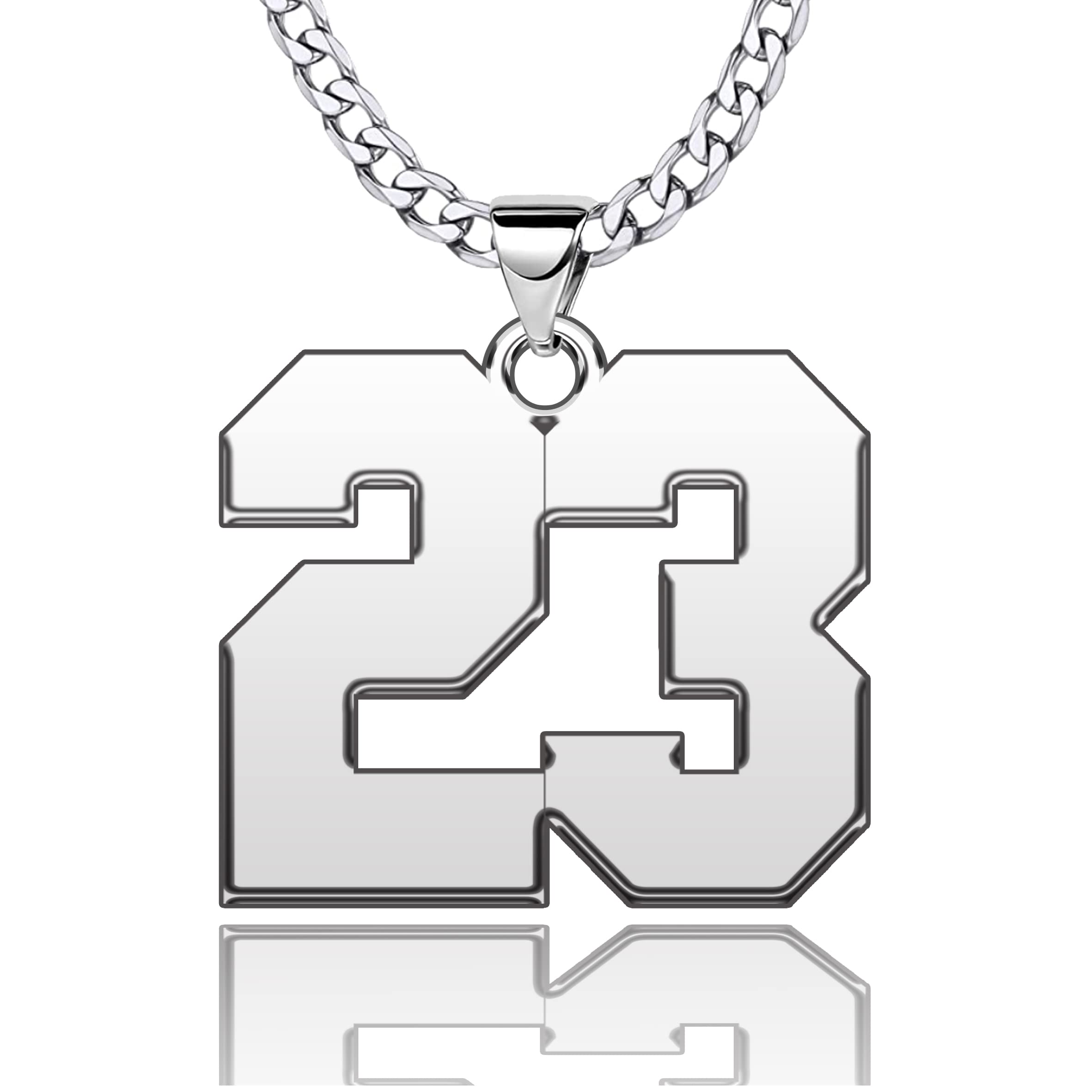 Custom 316 Stainless Steel Personalized Number Necklace - Engravable Sports Pendant Chain for Women & Men - Perfect for Birthdays, Anniversaries, and Everyday Wear