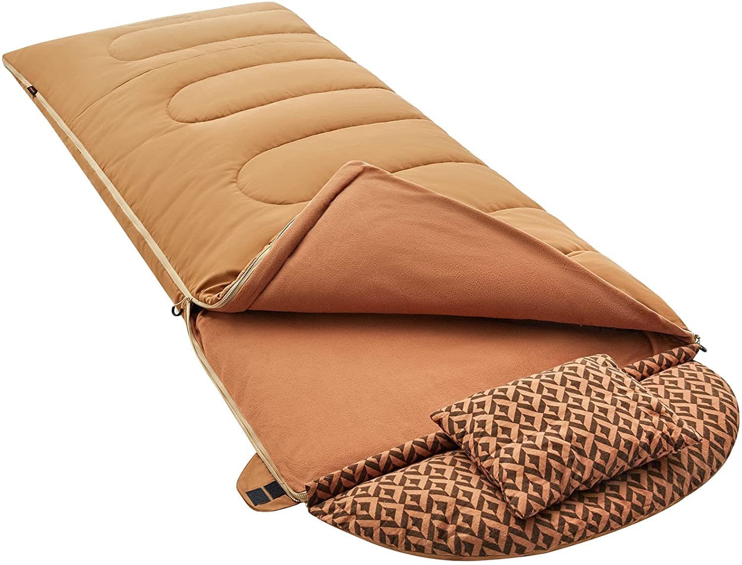 KingCamp Cotton Flannel Fleece Liner Sleeping Bag for Adults & Kids - 3-in-1 XXL Extra Large Cold Weather Sleeping Bag with Pillow for Camping, Hunting, Fishing (20°F) | Perfect for Outdoor Adventures, Backpacking Trips & Family Camping