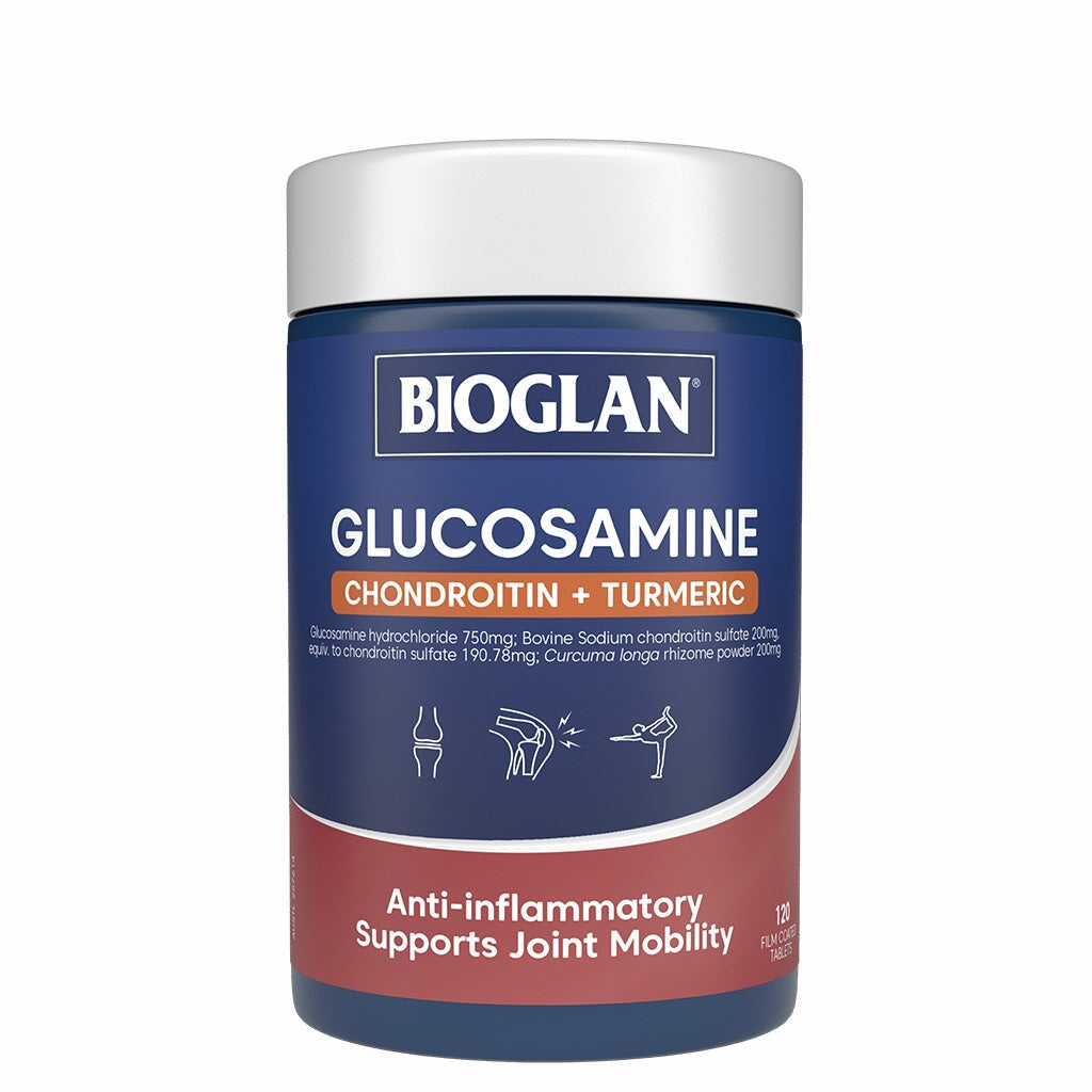 Bioglan Glucosamine Chondroitin Turmeric Supplement for Joint Pain Relief & Mobility Support - Supports Healthy Joints for Active Lifestyles, Sports & Daily Activities