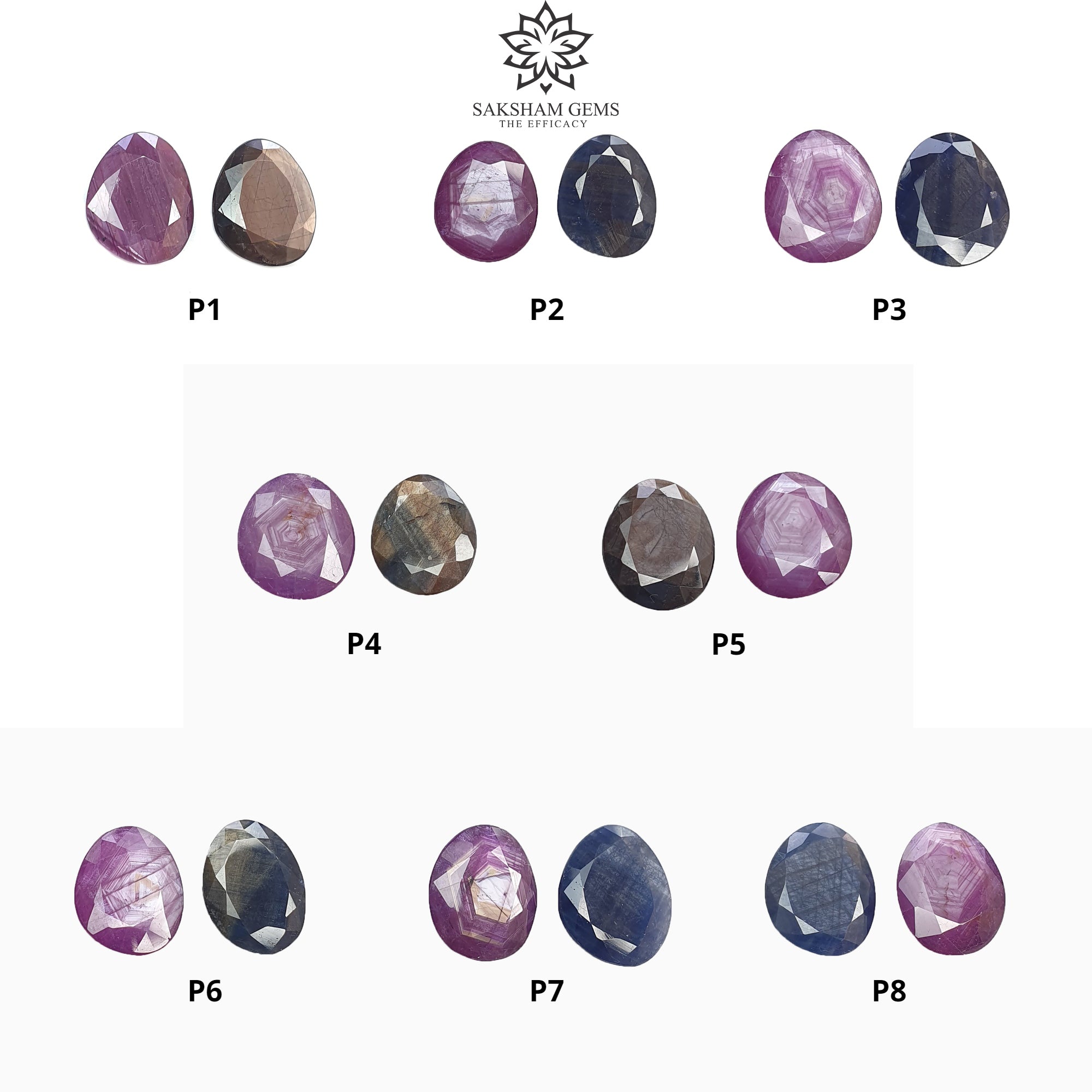 Natural Untreated Unheated Pink Blue & Chocolate Sapphire Gemstone Egg Shape 2pc Set - Perfect for Jewelry Making, Healing Crystals & Collectibles