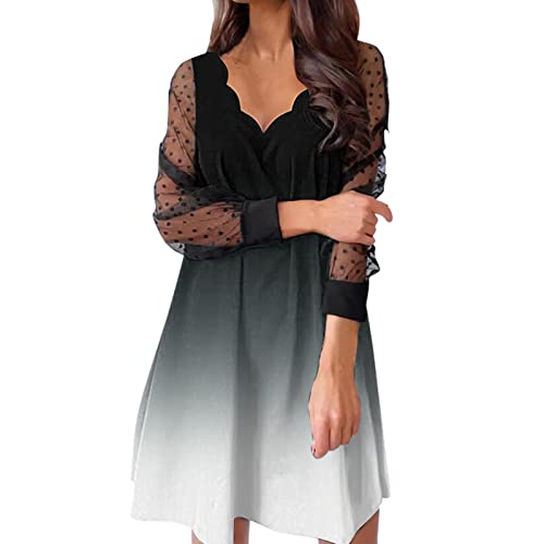 Polka Dot Mesh Dress for Women - Elegant Black Knee-Length Straight Dress with Printed Dots (Size S) | Perfect for Office Wear, Cocktail Parties & Date Nights