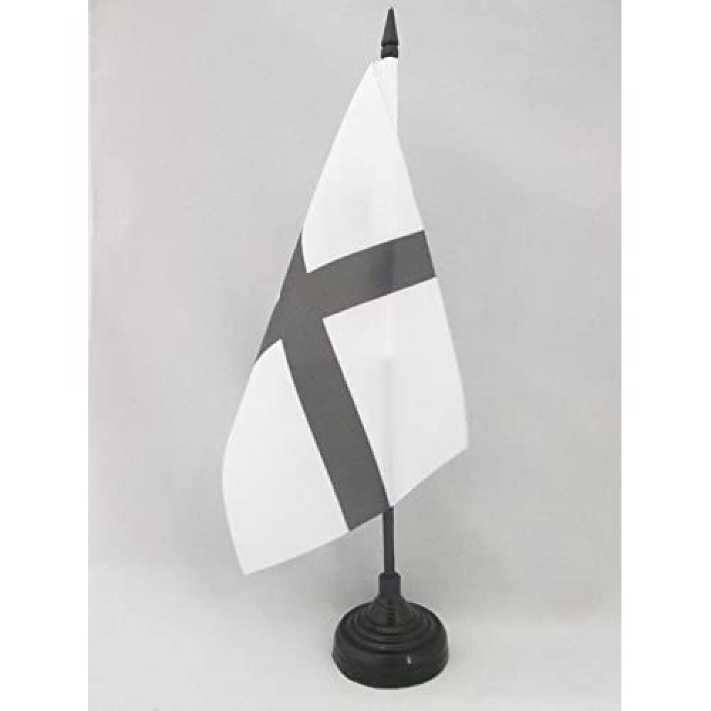 5'' x 8'' Brittany Kroaz Du Table Flag | France Breton Desk Flag 21 x 14 cm with Black Plastic Stick & Base | AZ FLAG | Perfect for Office Decor, Cultural Displays & International Events