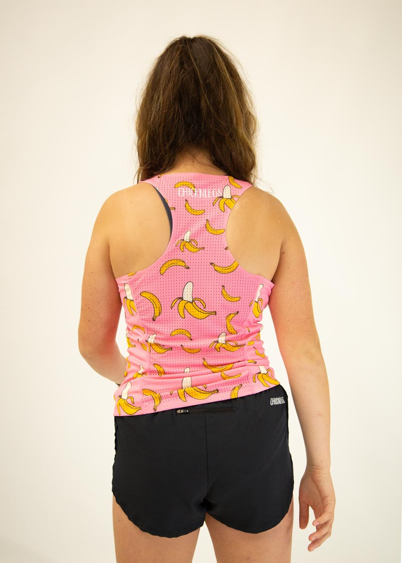 Women's Pink Bananas Performance Singlet - Breathable Workout Tank Top for Running, Yoga & Gym - Comfortable Athletic Activewear for Women