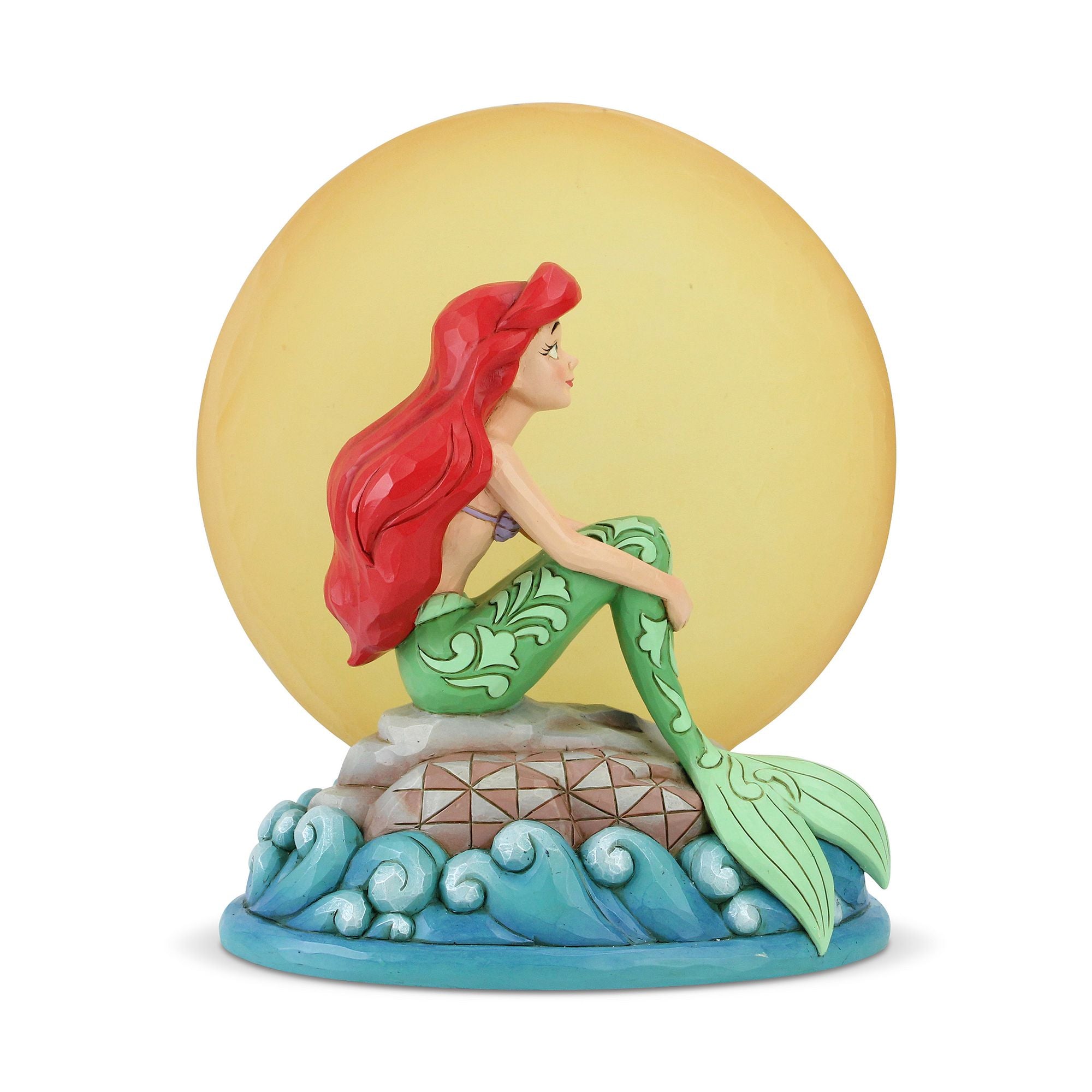 Ariel Sitting on Rock by Moon - Elegant Mermaid Statue for Home Decor, Garden, and Fairy Tale Themed Parties | Perfect Gift for Disney Fans and Fantasy Lovers