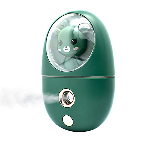 DXTONG Mini Facial Mist Sprayer - USB Rechargeable Nano Handheld Cool Mister, Micro Professional Face Steamer for Moisturizing & Hydrating Skin Care | Perfect for Travel, Home Spa & Daily Skincare Routine (Green)