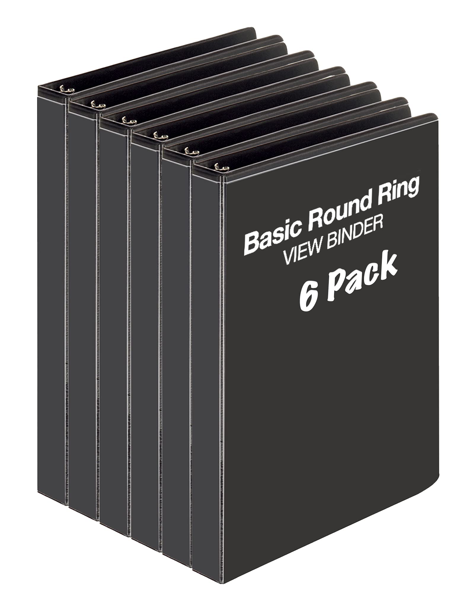 1 Inch 3 Ring Binder with Clear View Cover - Durable 6-Pack Black Binders for School, Office & Home - Holds 225 Sheets Each - Perfect for Presentations, Reports & Organization (Customizable Cover & Back)
