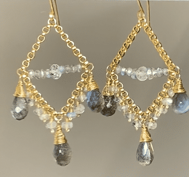 Labradorite Chandelier Earrings 14K Gold Filled - Elegant Dangle Earrings for Women, Perfect for Weddings, Parties & Special Occasions