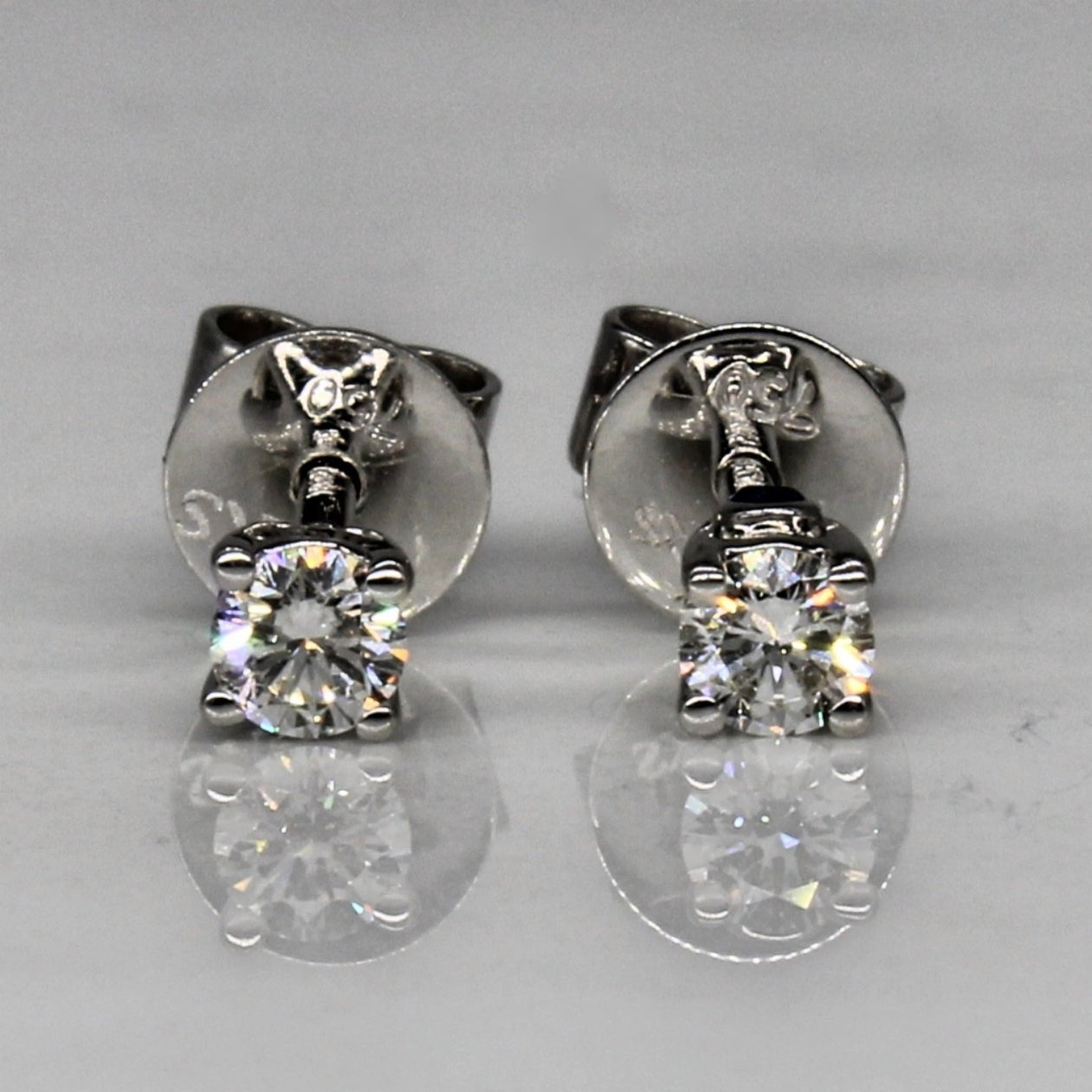 Birks Blue Diamond Stud Earrings | 0.16ctw & 0.02ctw Diamond Studs | 14K White Gold Earrings for Women | Perfect for Everyday Wear & Special Occasions