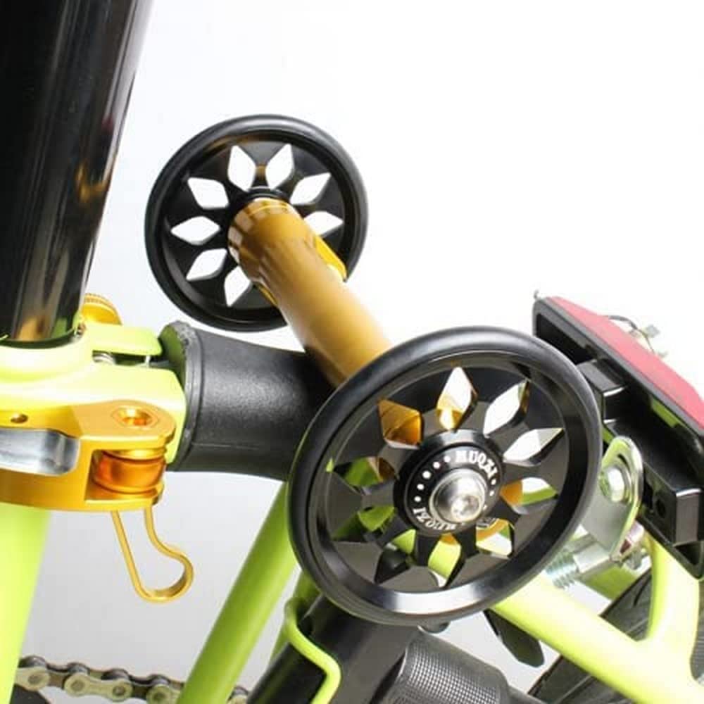 64mm Lightweight Easy Wheels for Brompton Folding Bike - Black Aluminum Alloy Wheels for Smooth Rolling & Easy Transport | Perfect for Commuting, Travel & Urban Cycling