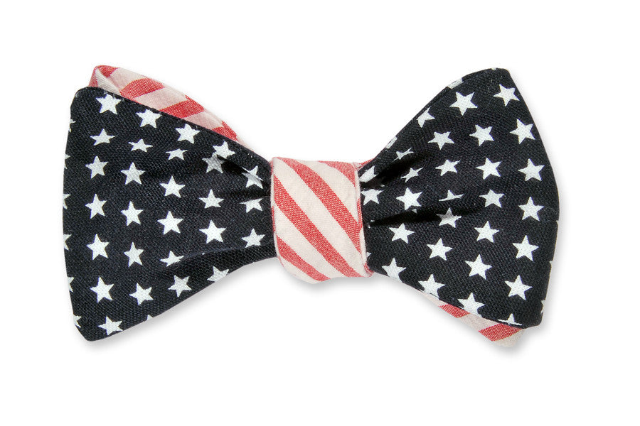 Stars & Stripes Reversible Bow Tie for Men - Patriotic American Flag Necktie for Weddings, Parties & Formal Events