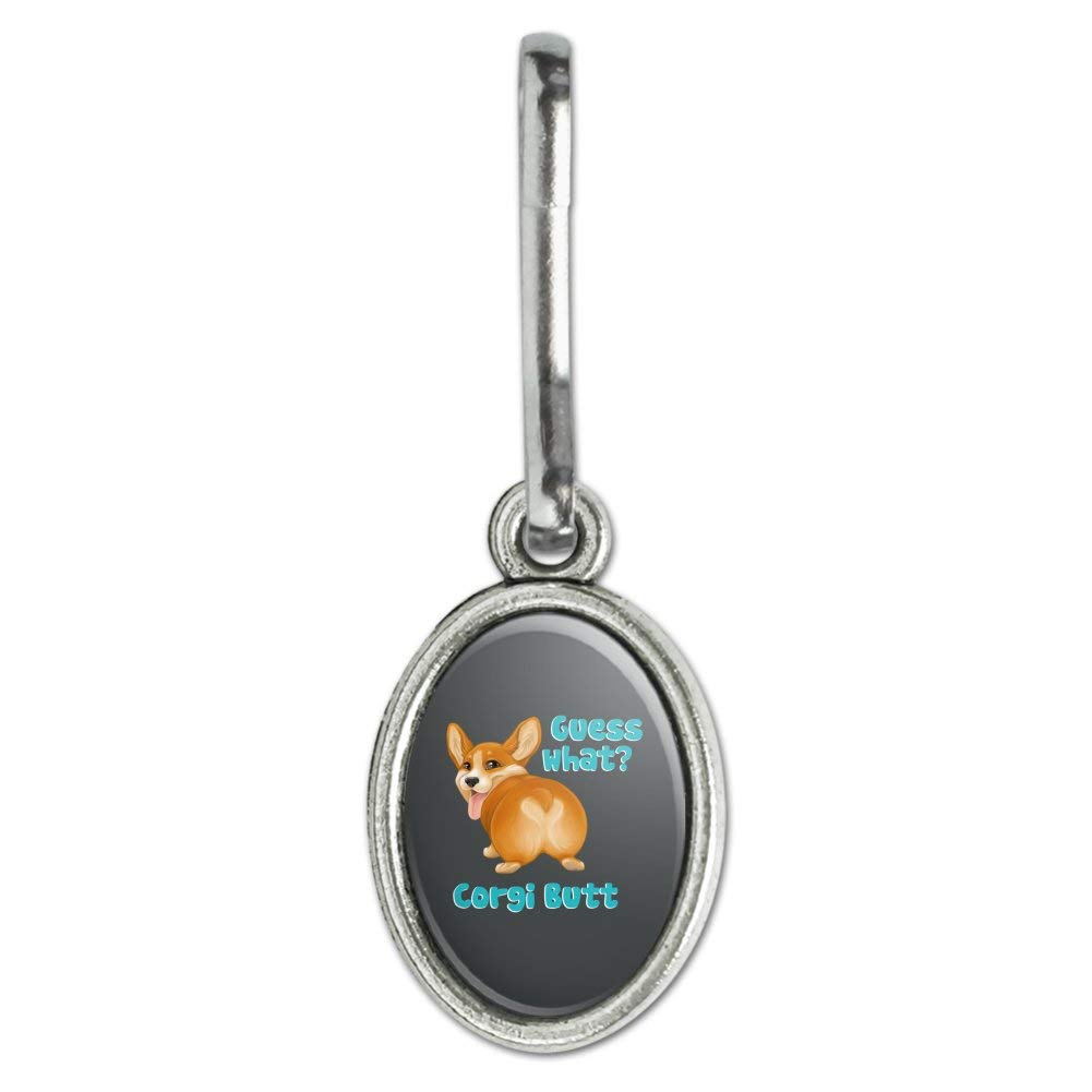 Funny Corgi Butt Antique Oval Charm - Cute Dog Zipper Pull for Purse, Backpack & Suitcase | Perfect Gift for Pet Lovers & Travel Accessories