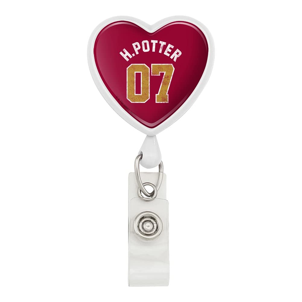 Harry Potter Heart Lanyard with Retractable Reel - Official Hogwarts ID Badge Holder for Teachers, Students & Fans - Perfect for School, Work, Conventions & Harry Potter Events