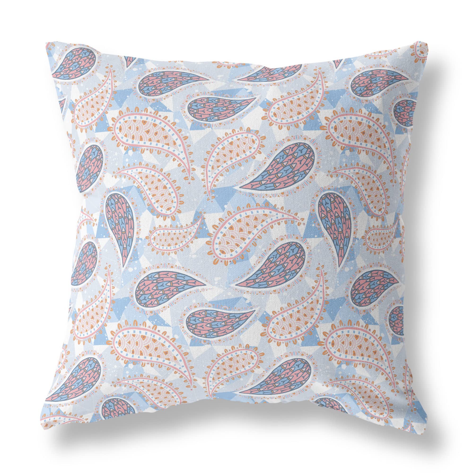 Blue Paisley Abstract Broadcloth Pillow Cover 26x26 Inch - Decorative Throw Pillow for Sofa, Bed, Living Room & Home Decor