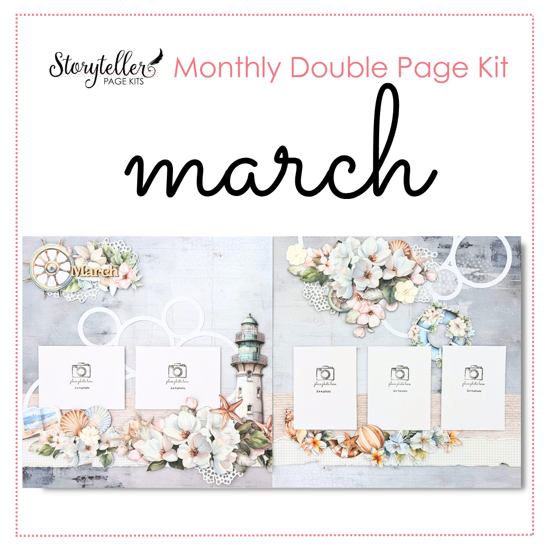 March 2025 Storyteller Scrapbook Page Kit - DIY Memory Album Supplies for Creative Journaling & Photo Preservation | Perfect for Scrapbooking, Card Making, and Gift Giving