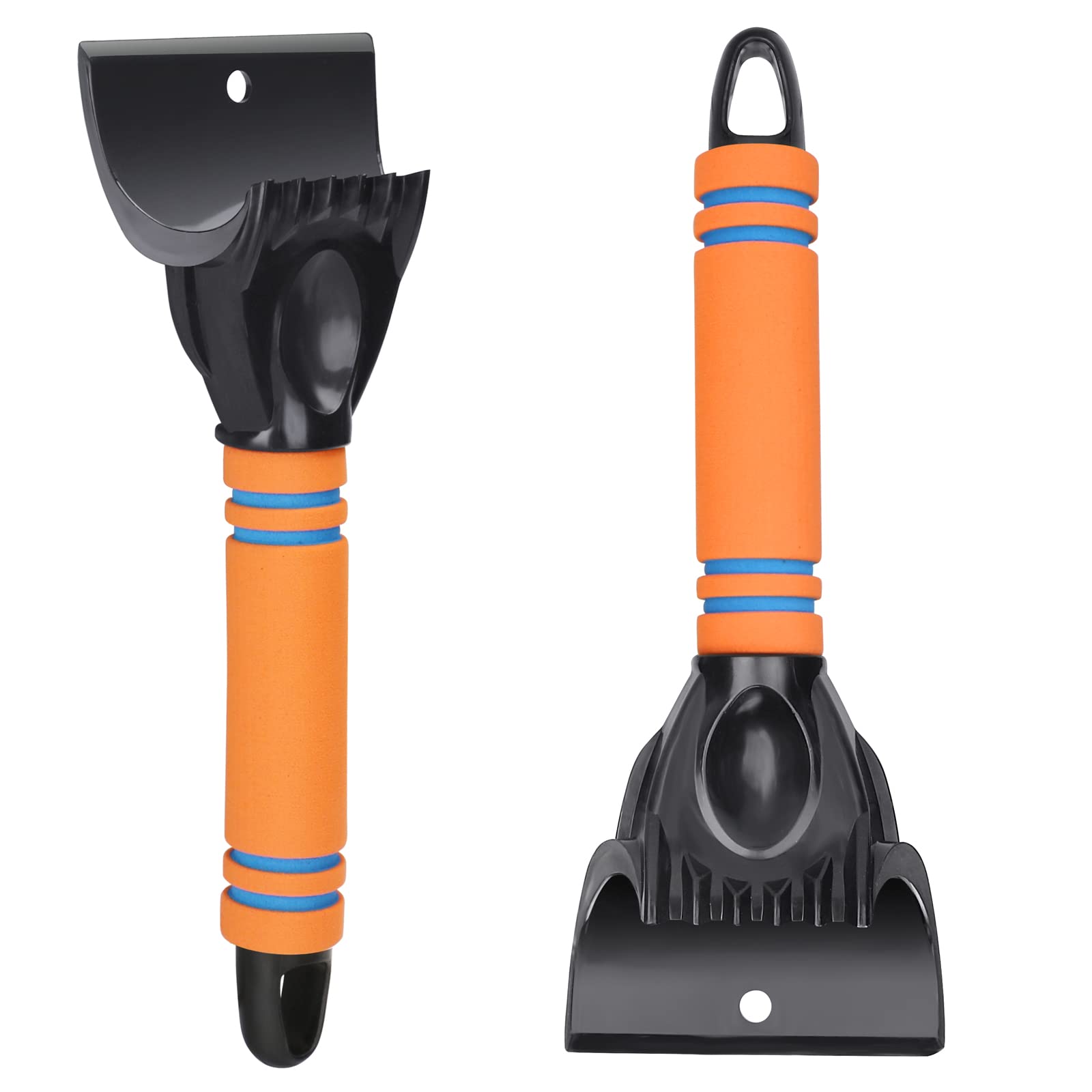 YONHAN 2 Pack Heavy Duty Ice Scraper and Snow Brush with Foam Grip - Windshield Snow Removal Tool for Cars & Small Trucks - Winter Car Accessories for Frost and Ice Removal (Orange) - Perfect for Cold Weather and Winter Road Trips