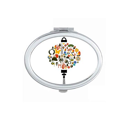DIYthinker Portable Folding Hand Mirror with Fan Butterfly Taiji Teapot Mountain Design - Double-Sided Makeup Mirror for Travel, Home, and Vanity Use